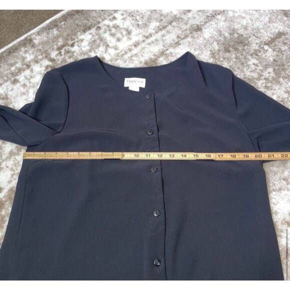 Tribeca Black trumpet ruffle cuff sleeve blouse button up SZ 14 Lightweight - Picture 5 of 8